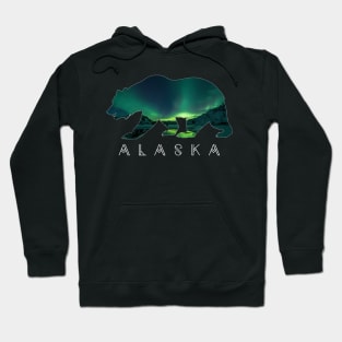 Alaskan Bear With Aurora Borealis Icy Mountain Hoodie